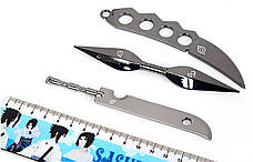 Комплект іграшкових кунаї шинобі Наруто Узумаки RESTEQ — металеві кинджали, сюрікен, амулет і коробка, фото 3