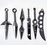 Комплект іграшкових кунаї шинобі Наруто Узумаки RESTEQ — металеві кинджали, сюрікен, амулет і коробка, фото 5