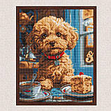 Алмазна мозаїка/вишивка Мальтіпу в кав'ярні 40*50 см Ідейка AMO 8040, фото 3