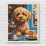 Алмазна мозаїка/вишивка Мальтіпу в кав'ярні 40*50 см Ідейка AMO 8040, фото 7