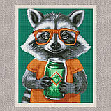 Алмазна мозаїка/вишивка Єнот з лимонадом 30*40 см Ідейка AMO 8172, фото 2