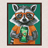 Алмазна мозаїка/вишивка Єнот з лимонадом 30*40 см Ідейка AMO 8172, фото 3