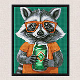 Алмазна мозаїка/вишивка Єнот з лимонадом 30*40 см Ідейка AMO 8172, фото 4