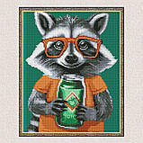 Алмазна мозаїка/вишивка Єнот з лимонадом 30*40 см Ідейка AMO 8172, фото 5