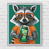 Алмазна мозаїка/вишивка Єнот з лимонадом 30*40 см Ідейка AMO 8172, фото 6