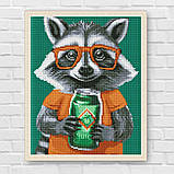 Алмазна мозаїка/вишивка Єнот з лимонадом 30*40 см Ідейка AMO 8172, фото 7