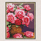 Алмазна мозаїка/вишивка Рожеві троянди у вазі 30*40 см Ідейка AMO 8174, фото 5