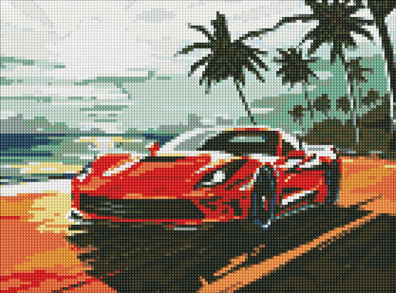 Алмазна мозаїка/вишивка Червоне авто 30*40 см Ідейка AMO 8176, фото 1