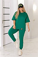 Жіночий літній спортивний костюм великого розміру з двонитки, фото 7