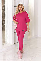 Жіночий літній спортивний костюм великого розміру з двонитки, фото 6