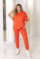 Жіночий літній спортивний костюм великого розміру з двонитки, фото 4