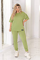 Жіночий літній спортивний костюм великого розміру з двонитки, фото 2