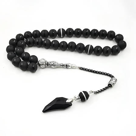 Агатові чотки RESTEQ з металевим китицем — 33 намистини по 10 мм, 27 см, чотки з агату, фото 1