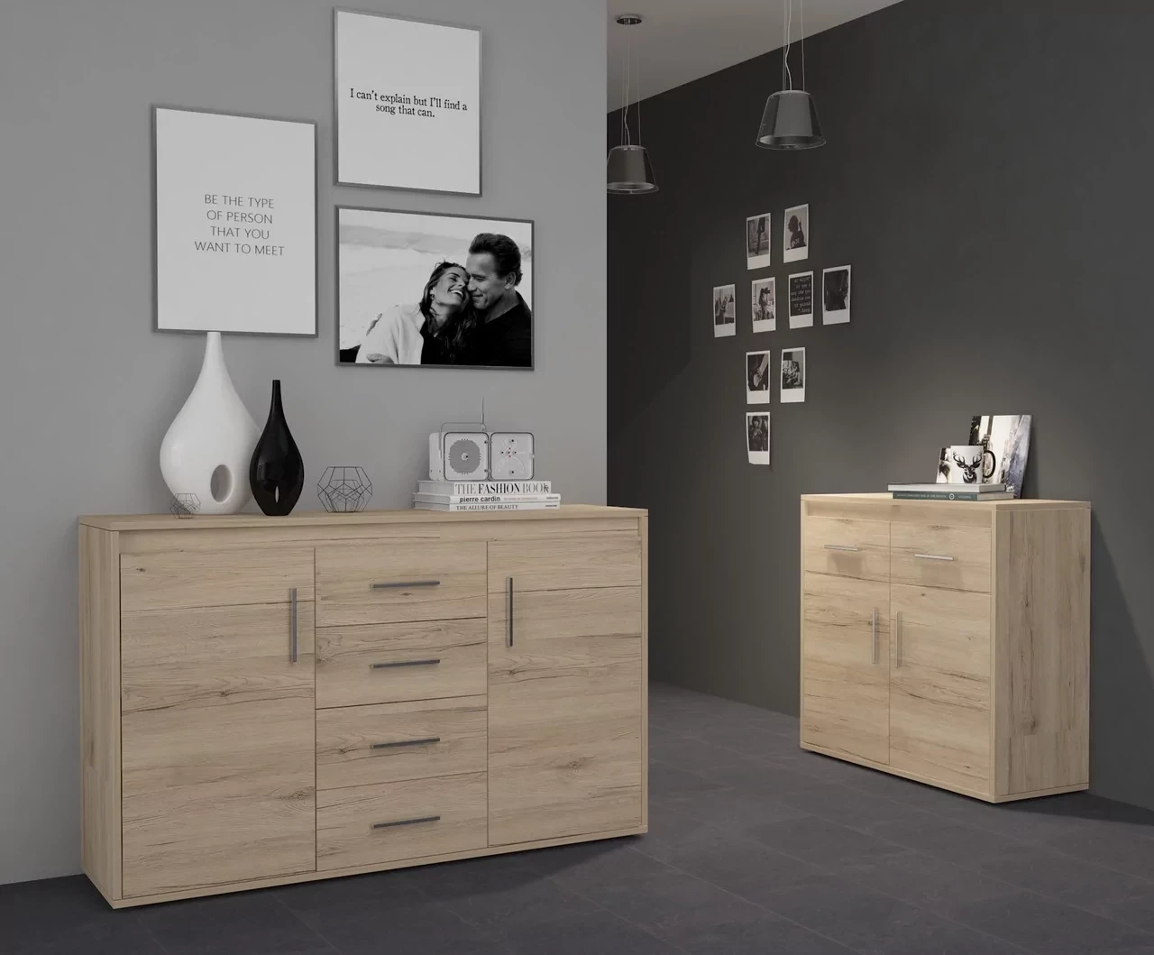 Стильний комод для одягу та рушників до спальні, дводверний комод з 4 шухлядами на 8 відділень з ЛДСП, фото 1