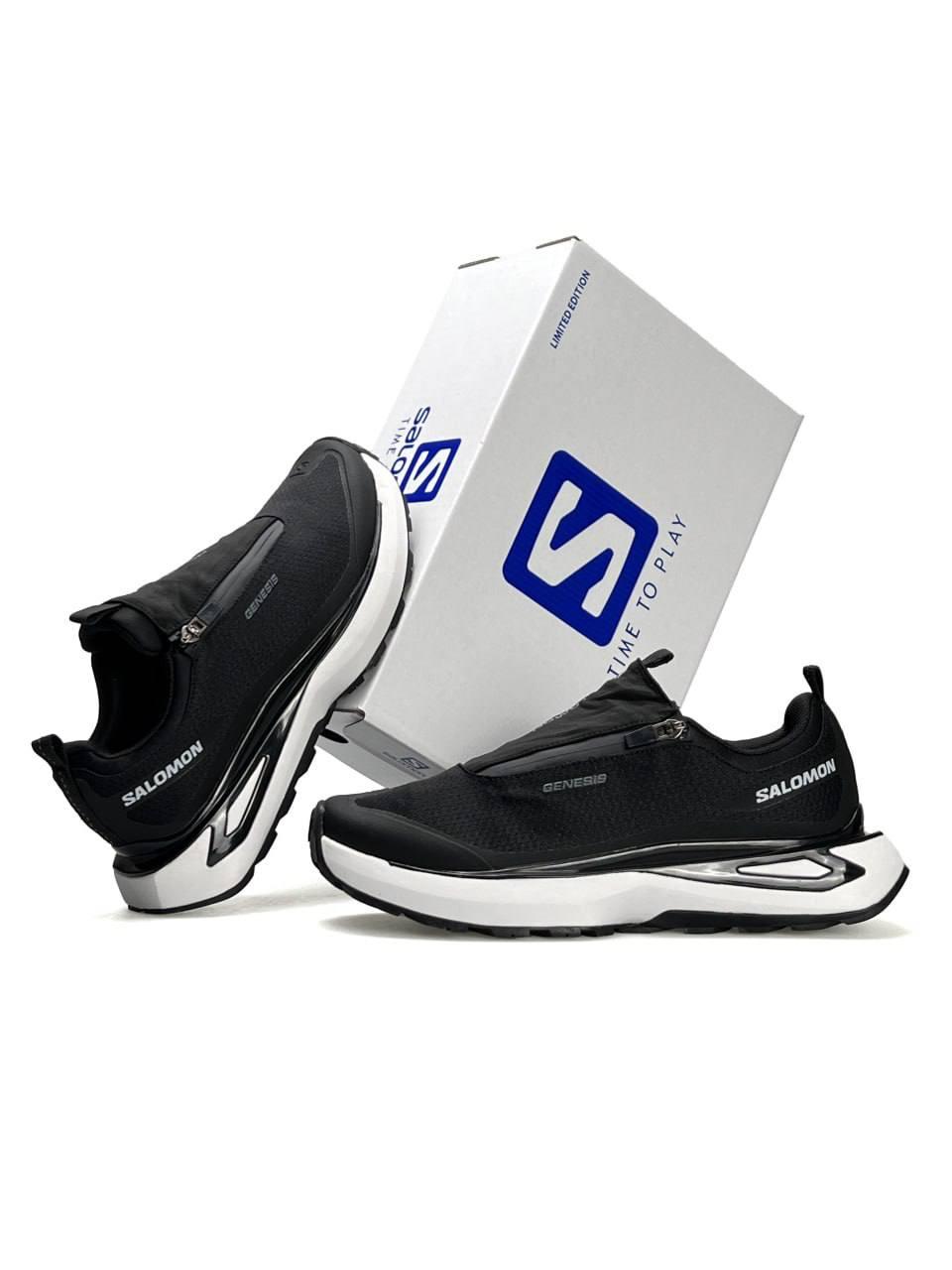 Чоловічі кросівки Salomon Odyssey Elmt Advanced Black White Чорно-білі Взуття Саломон Одісей Елмт текстиль демісезон, фото 1