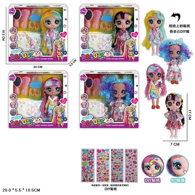 Лялька арт. W187C (144шт/2)   мікс 4 вии, аксес короб. 20*5,5*19см