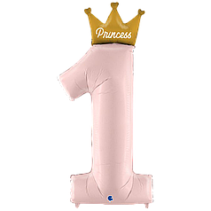 Цифра GRABO-ГР 46" "Princess" з короною рожева 1 (УП)