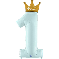 Цифра GRABO-ГР 46" "Prince" з короною блакитна 1 (УП)