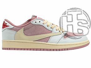 Жіночі кросівки Джордан Jordan 1 Low x Travis Scott Pink White Beige ZJ-2354536
