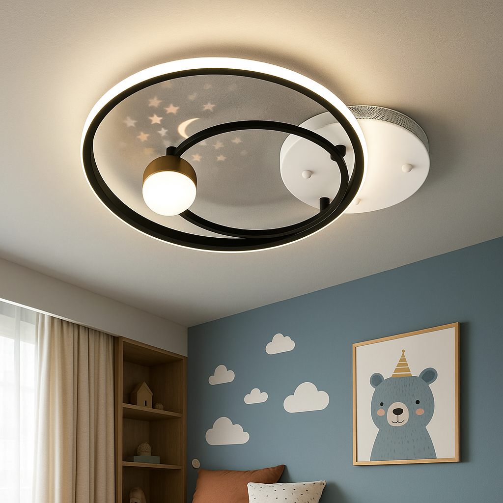 Люстра в дитячу Diasha 35W до 8 м² колір Чорний + Білий MX2989-2A WH+BK, фото 1