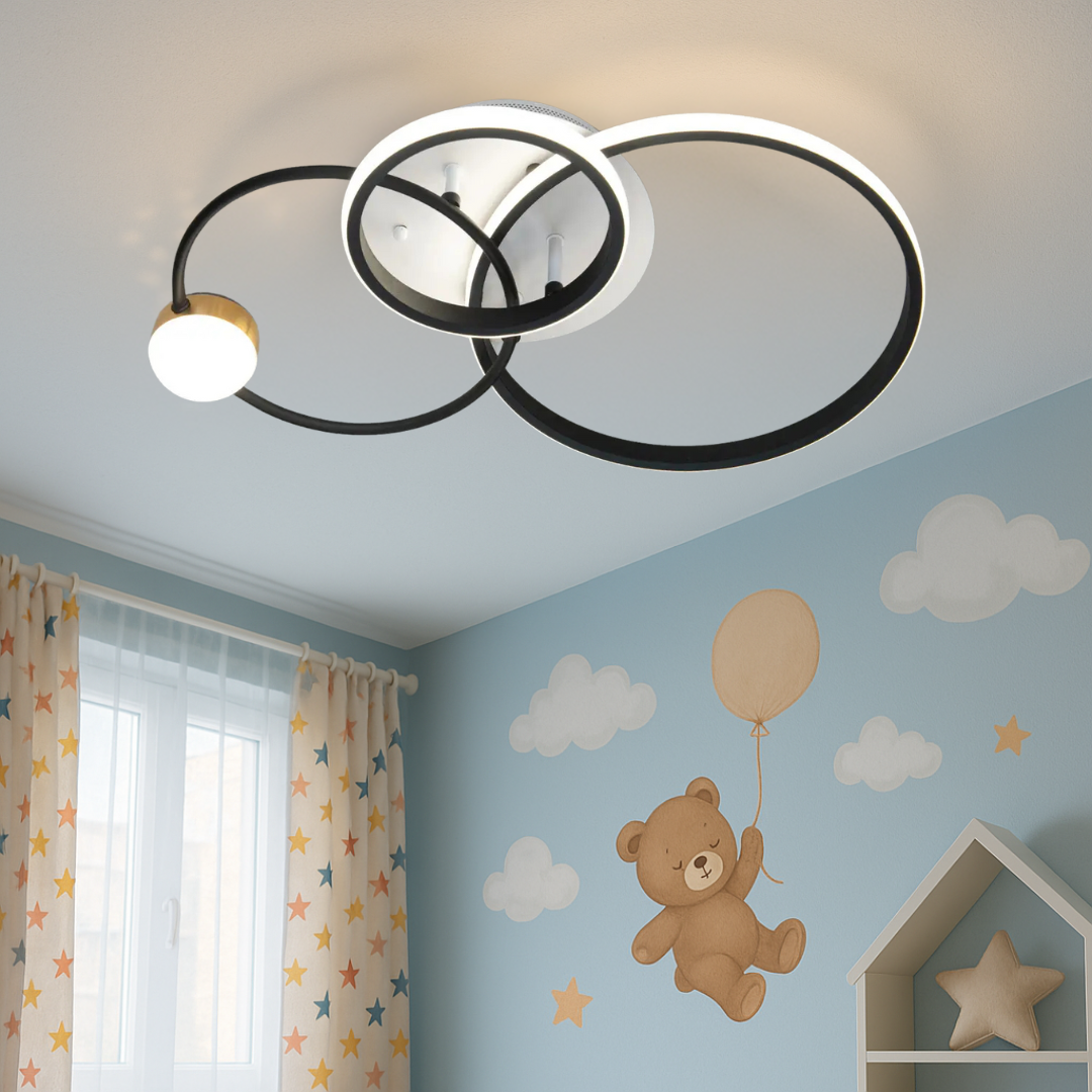 Люстра в дитячу Diasha 45W до 10 м² колір Чорний + Білий MX2987-3S WH+BK, фото 1