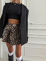 Женская мини-юбка с принтом лео из легкой ткани