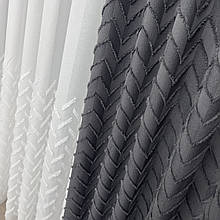 Штора льон букле Паркет графіт №18