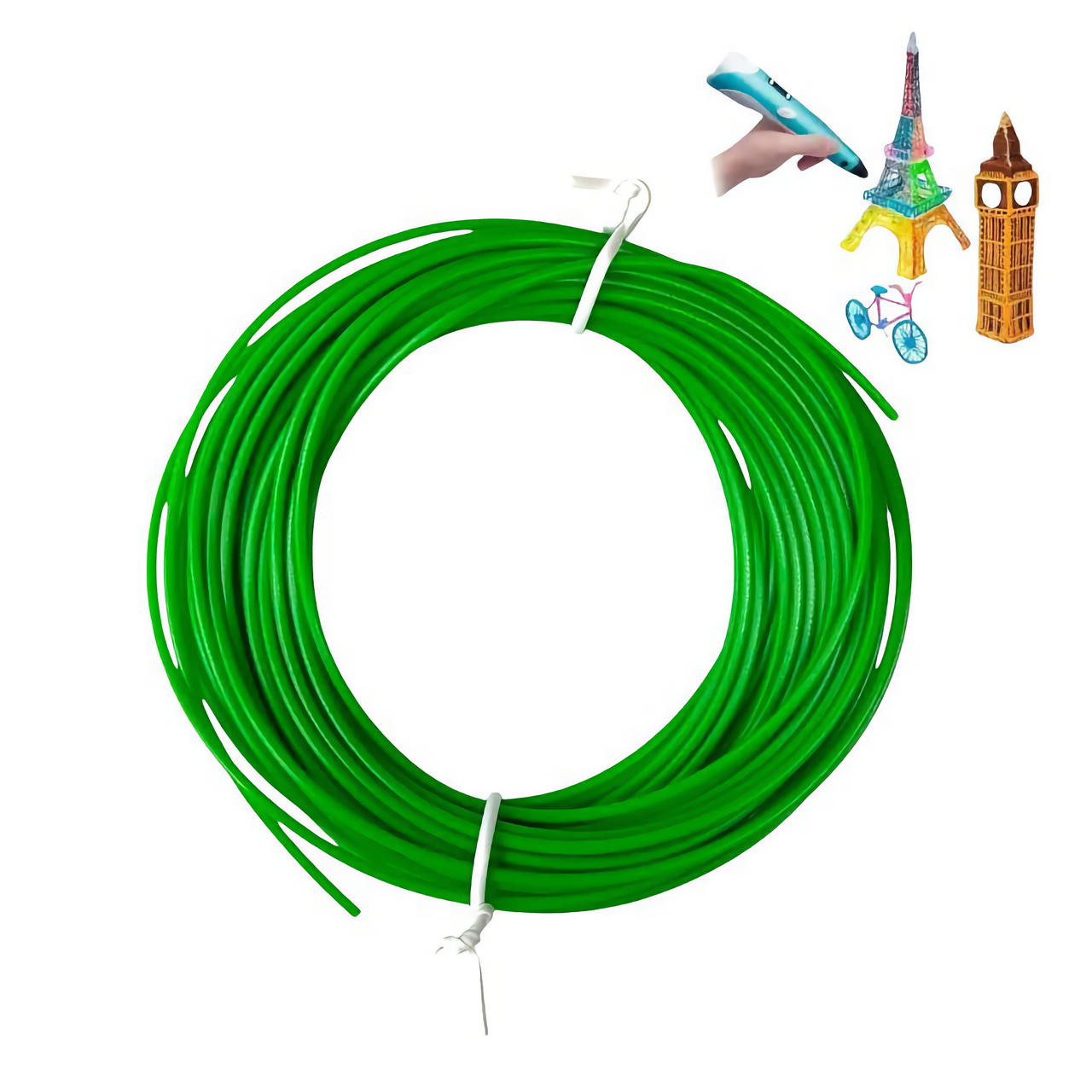 Запаска для 3D ручки 3D Pen, пластик для малювання, 10 м, PLA пластик зелений матовий, фото 1