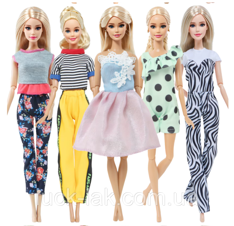 Набір одягу для Барбі 5 шт. (як на фото) для ляльки Барбі, шарнірної ляльки, фото 1