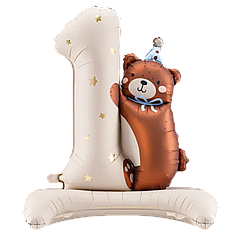 Цифра PARTY DECO-ПД 32" З ведмедиком 1 (УП)