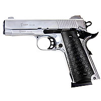 Стартовий пістолет Kuzey 911 SX matte chrome, чорні ручки, з дод. магазином (Colt 1911)