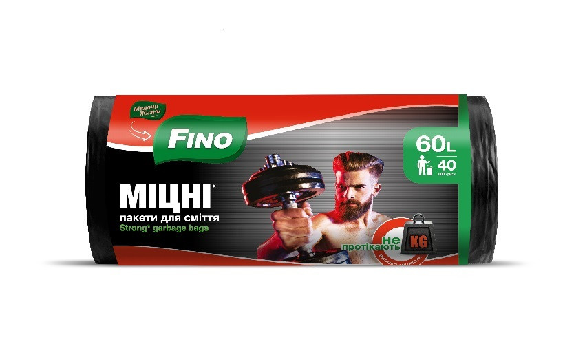 Пакети для сміття Fino Міцні 60 л 40 шт, фото 1