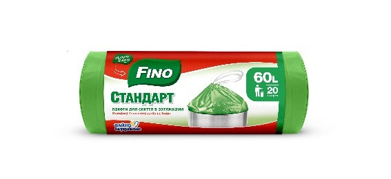 Сміттєві пакети Fino Стандарт 60 л 20 шт, фото 1