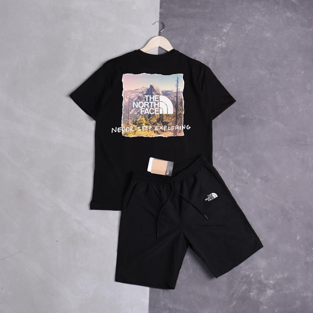 Спортивний костюм чоловічий літній The North Face Nature шорти футболка тнф чорний