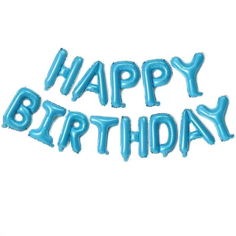 Кульки Happy birthday фольговані 16 дюймів блакитний, фото 1