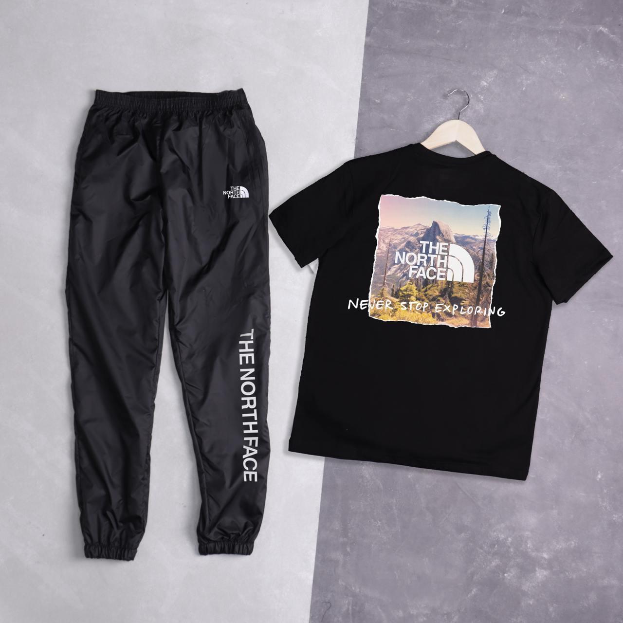 Костюм чоловічий штани футболка The North Face Never Stop спортивний комплект літній тнф чорний