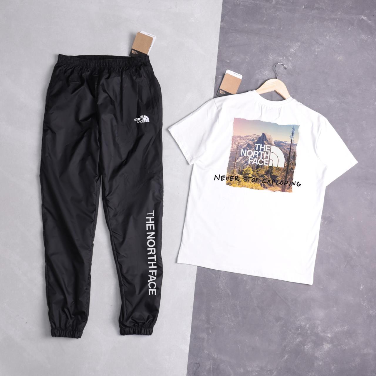 Костюм штани футболка The North Face Never Stop чоловічий спортивний комплект літній tnf чорно-білий