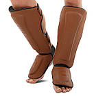 Захист гомілки та стопи шкіряний для єдиноборств захист для ніг Hard Touch 4229 розмір S Brown, фото 2