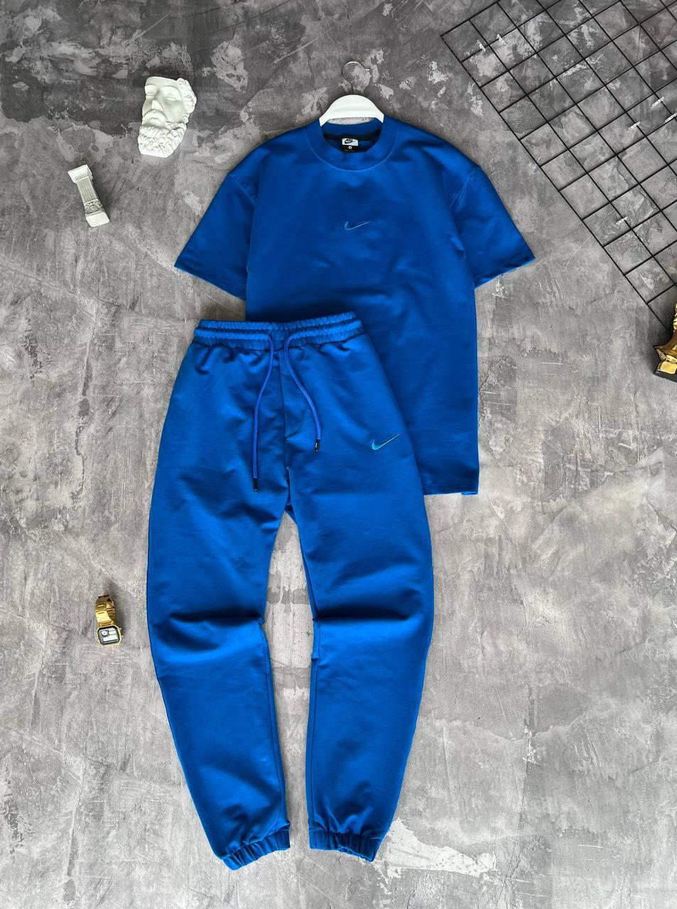 Костюм чоловічий синій футболка та штани молодіжний фірмовий Nike (Найк), фото 1
