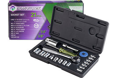 Набір інструментів 21пр. 1/4", 3/8" (6гр.) (4-17мм)