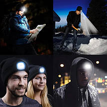 Шапка біні зі знімним ліхтариком чорна 21х23см (1Вт, 3 реж.раб., 120Лм, час раб.2-3ч) ROCKFORCE RF-444, фото 2