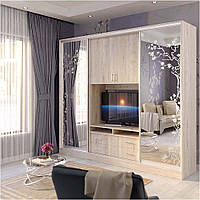 Шафа купе Євродім Кіноман 2700 мм Велика шафа купе з дзеркалом Гарна шафа для одягу