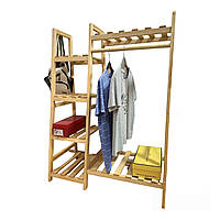 Вішалка стійка для одягу підлогова дерев'яна з полицями