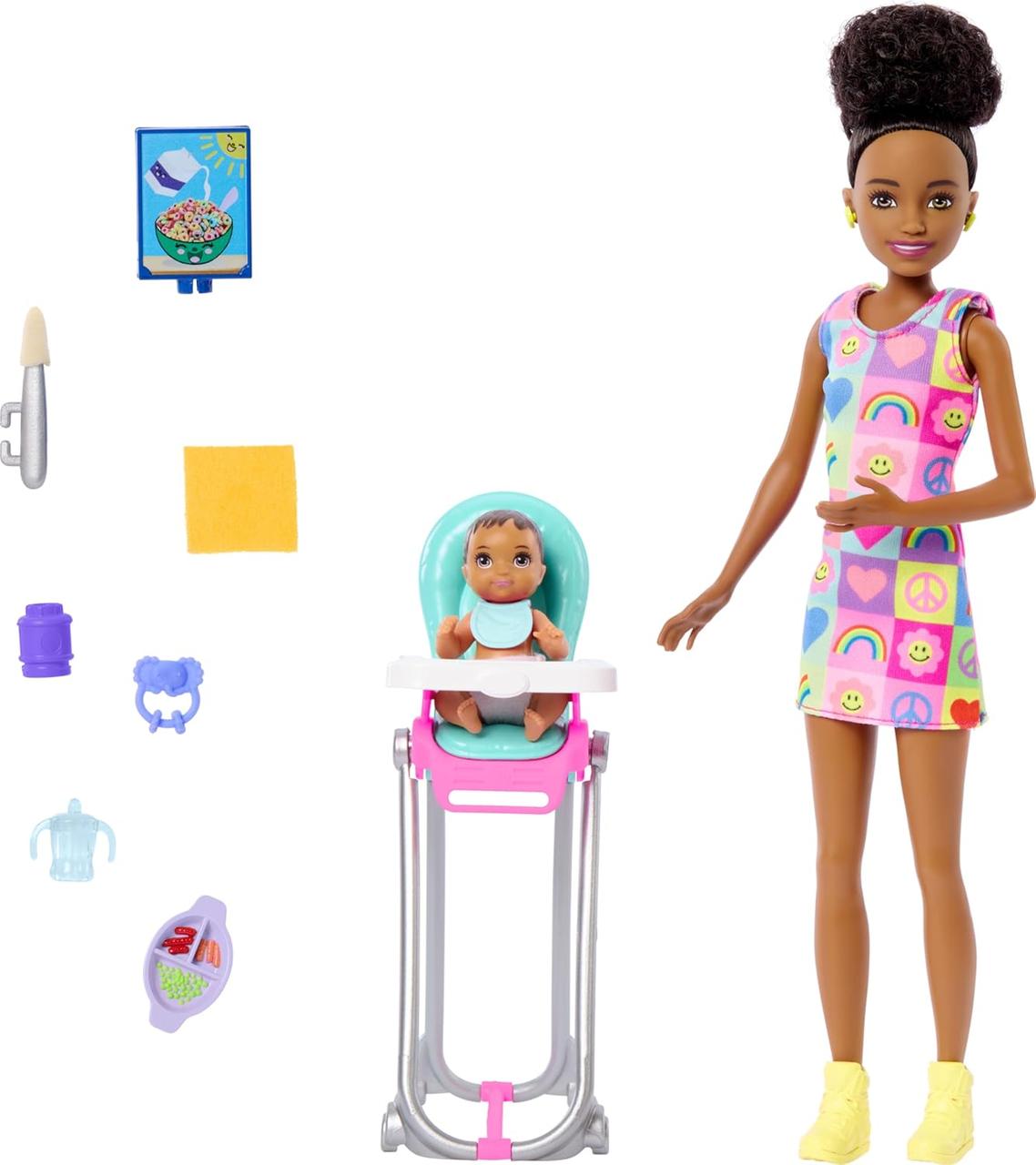 Ігровий набір із лялькою Скіппер Няня Barbie Skipper Doll & Playset with Accessories Babysitting Set HTK34