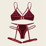 Велюровий комплект жіночої нижньої білизни – романтичний подарунок для коханої, фото 7