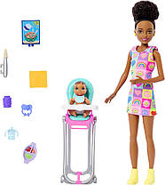 Ігровий набір із лялькою Скіппер Няня Barbie Skipper Doll & Playset with Accessories Babysitting Set HTK34