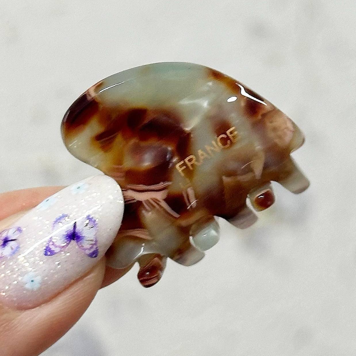 Крабик для волосся Pearl Lux Mini (Коричнево-м'ятний)