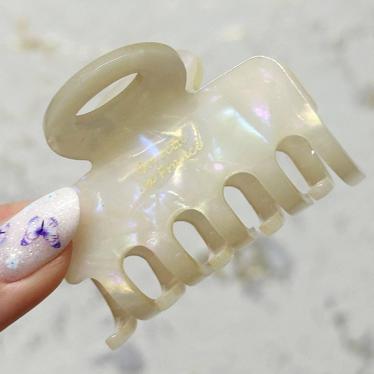 Крабик для волосся Pearl Lux (Молочний з ефектом мерехтіння)