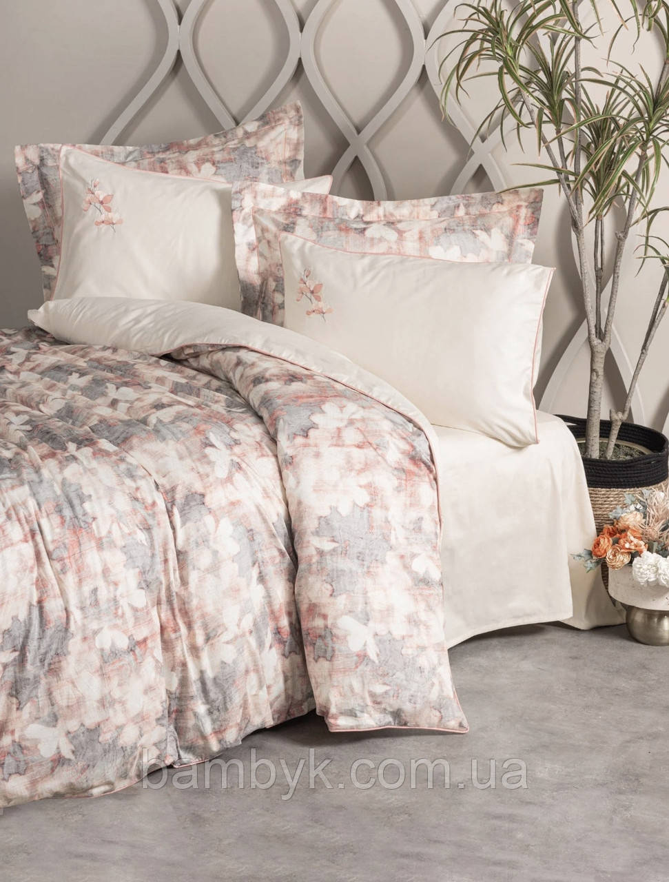 Постільна білизна Cotton Box Elite "Layana Pembe" сатин delux з вишивкою преміум якість бавовняне розмір євроТуреччина