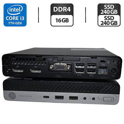 Неттоп HP ProDesk 600 G3 Mini PC USFF/ Core i3-7100T/ 16 GB RAM/ 240 GB SSD + 240 GB SSD/ HD 630, фото 1